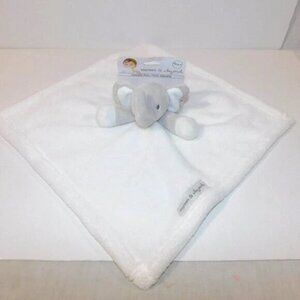 Blankets & Beyond White Gray Elephant Plush Security Blanket Baby Lovey NEW Nunu